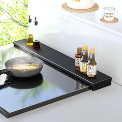 DAIWIN 排気口カバー 60cm フラット コンロカバー 薄型 ih排気口カバー キッチン コンロ奥ラック 油はね 汚れ ガード IH対応 ガスコンロ対応 油はねカバー スリム (ブラック)のサムネイル
