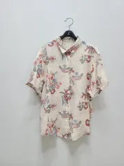 フラワープリント ロールアップスリーブ ブラウス