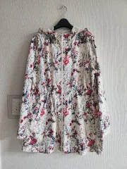 (19)花柄 フード ウィンドブレーカー XL