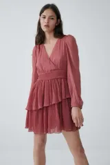 Zara インディーピンク ミニ ワンピース