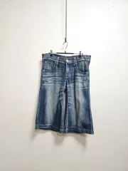 日本 EDWIN(エドウイン) リネン混 6 7部 デニムハーフパンツ バミューダパンツ長さ 28サイズ 程度