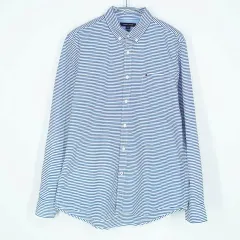 Tommy Hilfiger(トミーヒルフィガー) メンズ ストライプ 長袖シャツ 青 （ HU36994 ）