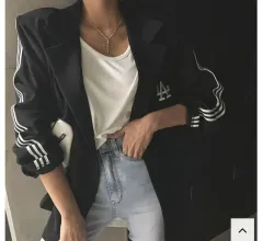 LA 刺繍トラックジャケット ブラック