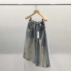 メンズ ゴム 夏 ライトブルーデニム バミューダ デニム パンツ デニムハーフパンツ