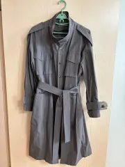 グレー 綿 トレンチ コート ジャケット (新品)