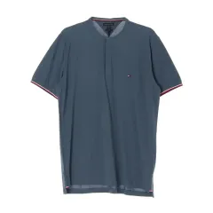 新品 XXL Tommy Hilfiger(トミーヒルフィガー) 青 グレー ヘンリーネック 半袖 Tシャツ