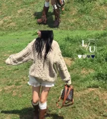 ケーブル編み オーバーサイズ ラウンドニット