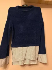 ザラ ネイビー ストライプ レイヤード ニット