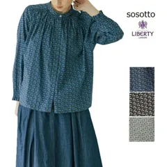 sosotton ソソット リバティ 日本製 LIBERTYタナローンチビ衿シャーリングブラウス長袖?チビ衿 42612971 綿100% ウサギ柄のサムネイル