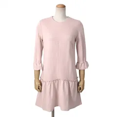 美品 ミュウミュウ MIU MIU フリル ストレッチ ワンピース M ライトピンク レディース 正規品 5-ZG015