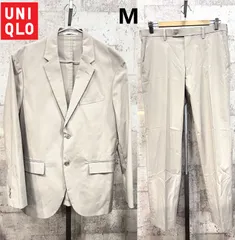 美品 ユニクロ ストレッチ 感動ジャケット/パンツ セットアップ M メンズ カジュアルスーツ ベージュ UNIQLO