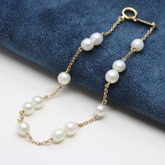 K18 アコヤ真珠 ブレスレット 4.5mm-7.5mm 4.3g - メルカリ