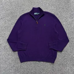POLO RALPH LAUREN シグネチャーロゴ ハーフジップ パープル COLOR ニット :)