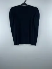 ショルダーシャーリングニット 黒パフニット