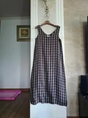 0525 ) クール ノースリーブ チェック ワンピース