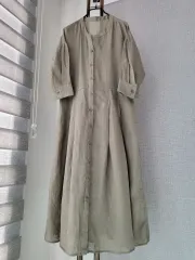 VERAWANG 麻 (たぶん) 100 % パフ袖 風城ロングドレス