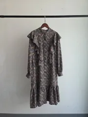 シフォン 長袖 ロング丈ワンピース Free