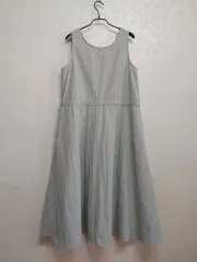 シャカシャカ素材 レイヤード ベスト ノースリーブ ストリングロングドレス ピジョンカラー