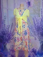 正規品 TOCCA カラー 너무 かわいい ノースリーブ 小花 ONE PIECE (ボレロ カーディガン 贈呈)