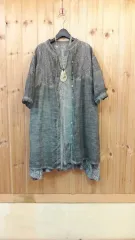 ※ 天然 染色 綿麻 レース ロング ジャケット (新品)