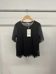 新品 レディース ZARA(ザラ) ZARA シフォン シースルー 半袖 ブラウス