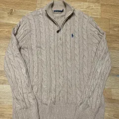 ポロ 新モデル ケーブルニット ハーフジップアップ ベージュ 105サイズ (POLO RALPH LAUREN Lサイズ)