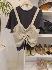 レースアップ ニット ビスチェ