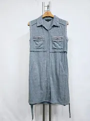 EGOIST(エゴイスト) ワンピース 麻混 リネンブレンド ノースリーブ デニムブルー
