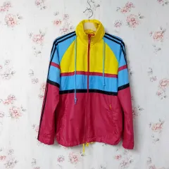 adidas(アディダス) オールドスクール マルチカラー フード付き ジップアップパーカー ウインドブレーカー 105