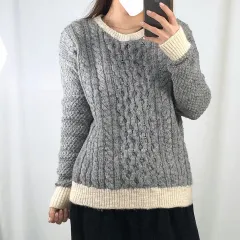 Tommy Hilfiger(トミーヒルフィガー) グレー ウール ケーブル編み ケーブル ニット S 250413