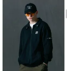 カラーパッチハーフジップアップスウェットシャツ