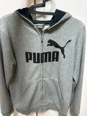 PUMA プーマ フードジップアップ グレー ビックロゴ フード レディース