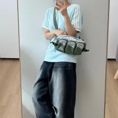 adidas(アディダス) 90s カーキ スカイブルー ヒップサック スリングバッグ