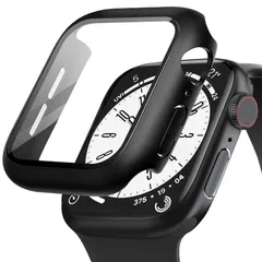 【新着商品】カバー Watch用 Watch用 Apple Apple 全面保護 for for 指紋防止 高透過率 耐衝撃 高耐久 超薄型 保護用カバー ブラック アップルウォッチ 強化ガラス PC素材 46mm 11/10/9/8/7/6/5/4/SE3/