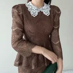 新品 レース ぺプラム ワンピース