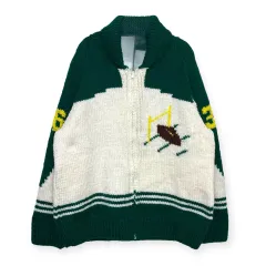 80s ヴィンテージ カウチン スタイル ショールカラー ニット セーター ジップアップ カーディガン