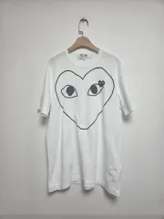 COMME des GARCONS(コム・デ・ギャルソン) メンズ ハート ロゴ 半袖 Tシャツ ホワイト ( XL ）