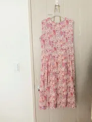 ヴィンテージ フラワー ストロベリーフラワー ノースリーブ ワンピース ロング丈ワンピース ワンピース ミディ丈