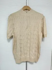 新品 半袖 ケーブル ハーフジップ ニット セーター ベージュ L サイズ