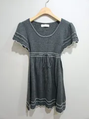 1+1 L A beau-je ) グレー ニット ロング丈 M