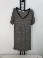 LACOSTE(ラコステ) ワンピース Vネック ストライプ 半袖 ニット 90