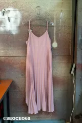レディース ノーブランド ピンク ノースリーブ ロング丈ワンピース フリーサイズ