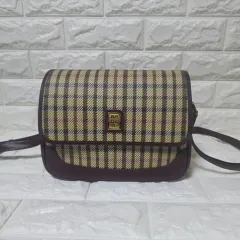 DAKS(ダックス) ワインレッド チェック クロスバッグ ショルダーバッグ