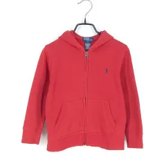 POLO RALPH LAUREN(ポロラルフローレン) トゥイーン 起毛裏地 フード付き ジップアップパーカー 赤 5 ( HU36860 )