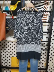 ZARA ザラ ブラック レオパード バイカラー ロング ブラウス or ミニ ワンピース xs