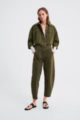 ZARA(ザラ) M カーキ 女性用デニム ジャケット レーディスジャケット クロップドジャケット