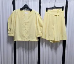 リネン クロップド ジャケット ハイウエスト パンツ セットアップ セット 新品