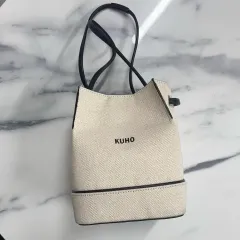 Kuho(クホ) キャンバス ミニ スクエア バケットバッグ ベージュ
