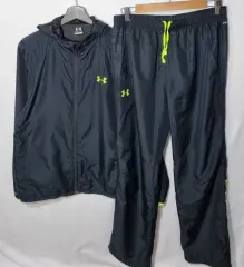 L (100) UNDER ARMOUR アンダーアーマー ジャパン ブラック ウーブン トレーナーSET