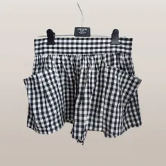 ハイウエスト ブラックチェック スカパン スカートタイプ 半ズボン ／ レディース 44 ー 55 サイズ